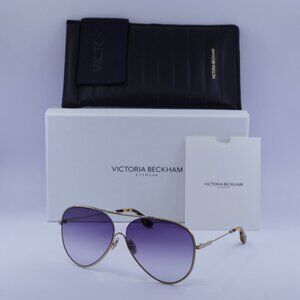 Victoria Beckham VB133S 710 Aviator Sunglasses – Gold/Purple Gradient